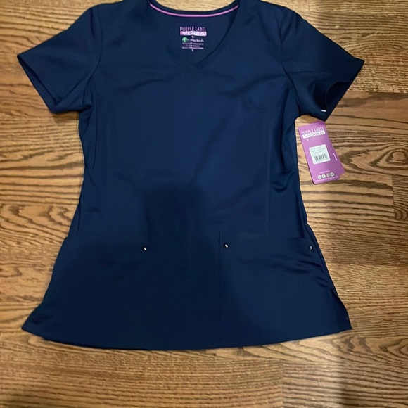 Womens Scrub Top Navy Small - Picture 1 of 4